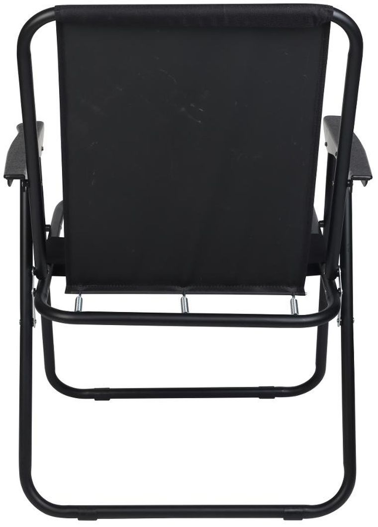 Enero, krzesło turystyczne z podłokietnikami, składane, czarne, 52-44-75 cm