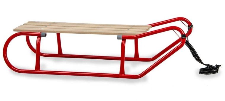Enero, metalowe sanki kuligowe, dwuosobowe, czerwone