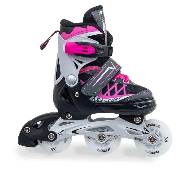Enero Pro, łyżworolki wrotki łyżwy, 4w1, LED, różowo-szare, rozmiar 26-29