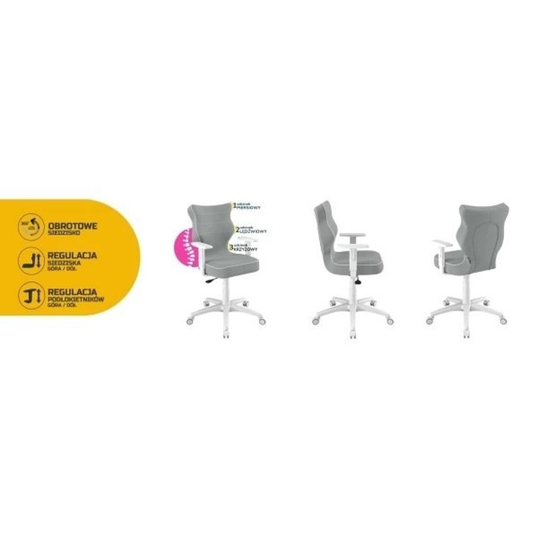 Entelo, Duo, krzesło biurowe z podłokietnikami, wzrost 159-188 cm, szare