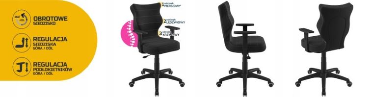 Entelo, Duo, krzesło młodzieżowe z podłokietnikami, wzrost 146-176,5 cm, antracyt