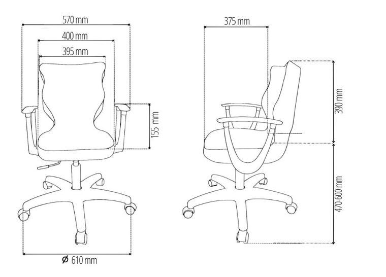Entelo, Norm, krzesło młodzieżowe z podłokietnikami, wzrost 146-176,5 cm, fioletowe