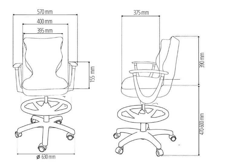 Entelo, Norm, krzesło młodzieżowe z podnóżkiem i podłokietnikami, wzrost 146-176,5 cm, różowe
