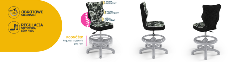 Entelo, Petit, krzesło dziecięce z podnóżkiem, wzrost 119-142 cm, moro