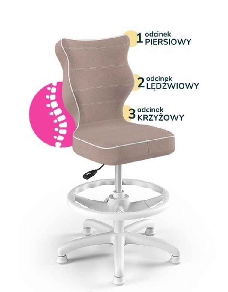 Entelo, Petit, krzesło dziecięce z podnóżkiem, wzrost 119-142 cm, różowe