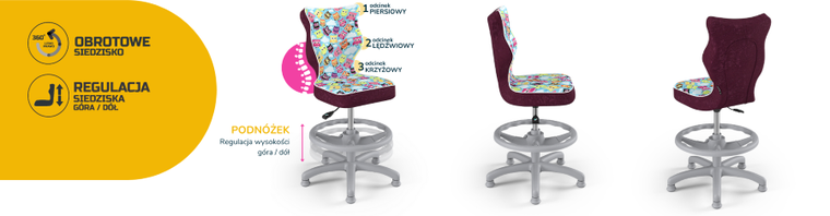 Entelo, Petit, krzesło dziecięce z podnóżkiem, wzrost 119-142 cm, sowy