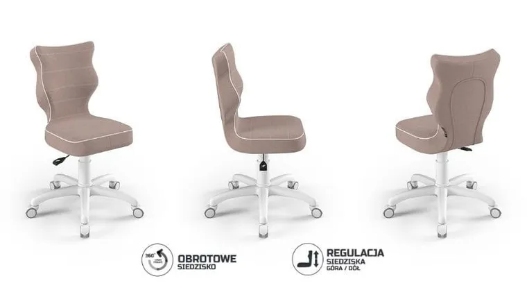 Entelo, Petit, krzesło dziecięce z podnóżkiem, wzrost 133-159 cm, różowe