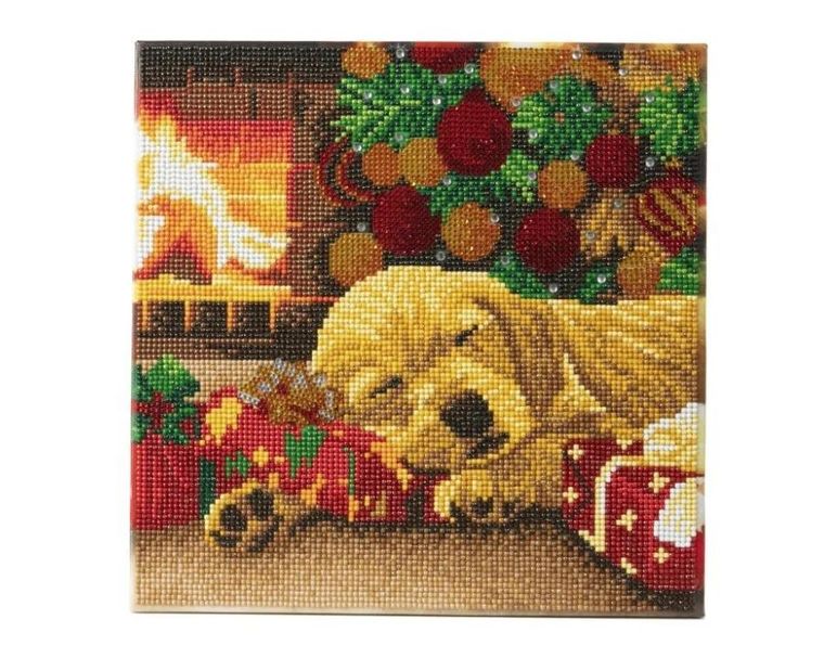 Epee, Crystal Art, obraz na płótnie z mozaiką diamentową, Śpiący labrador, 30-30 cm