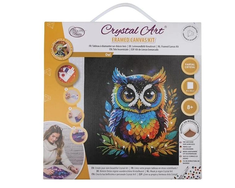 Epee, Crystal Art, obraz na płótnie z mozaiką, sowa, 30-30 cm
