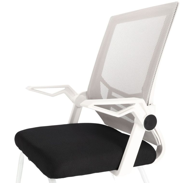 Ergonomiczne krzesło biurowe, konferencyjne z siatki, białe