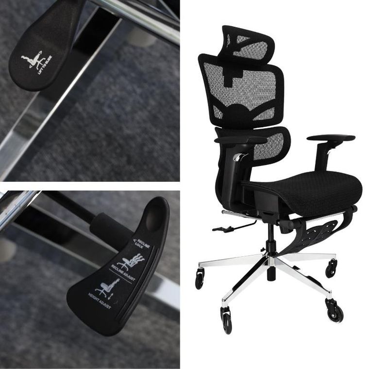 Ergonomiczny fotel biurowy z siatki, czarny