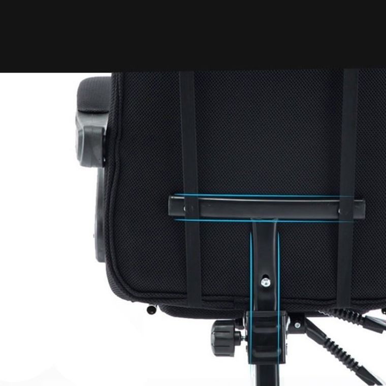 Ergonomiczny, obrotowy fotel z podnóżkiem i zagłówkiem, wentylacja, czarny