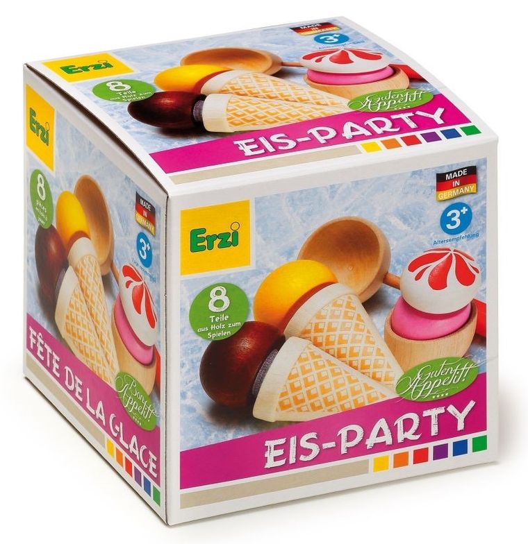 Erzi, drewniany zestaw do serwowania lodów