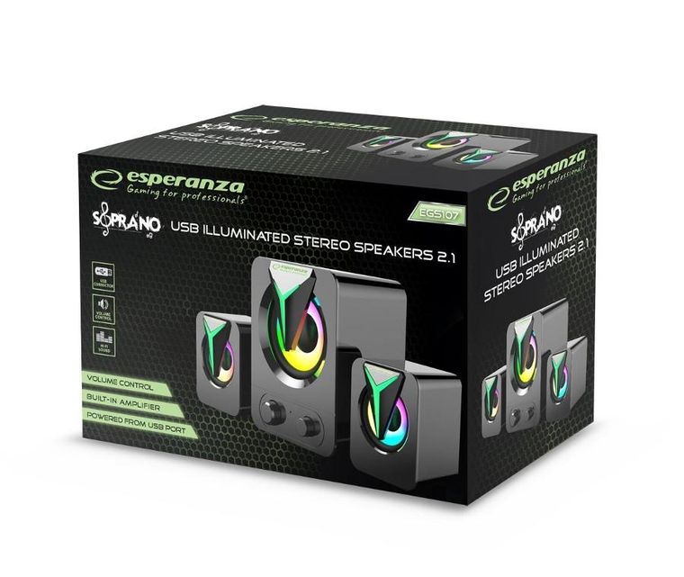 Esperanza, Głośniki 2.1 USB Led Rainbow Soprano Egs107