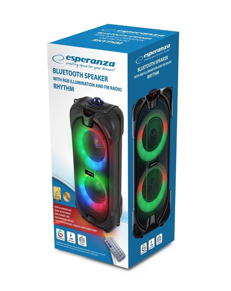 Esperanza, Rythm EP157, głośnik bluetooth, LED rgb, FM