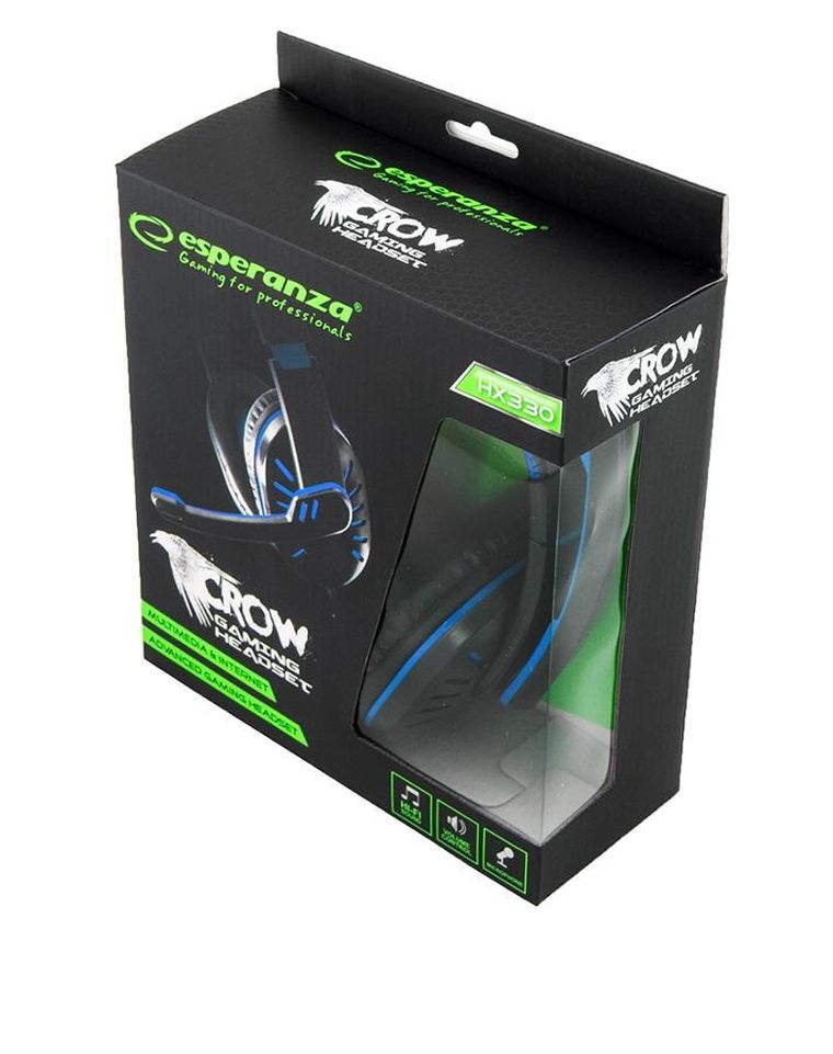 Esperanza, słuchawki z mikrofonem dla graczy, niebieskie, EGH330b