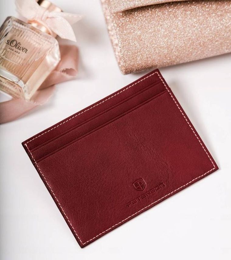 Etui na dokumenty, bordowe, skórzane, Peterson