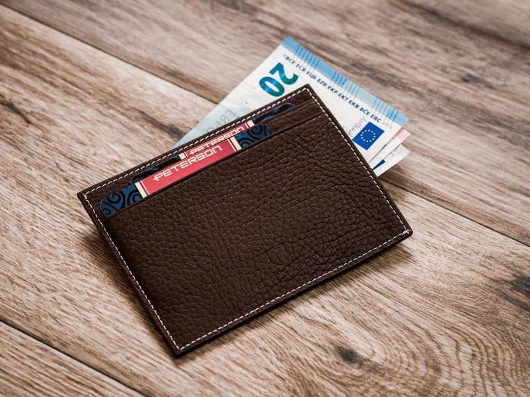 Etui na dokumenty, brązowe, skórzane, Peterson