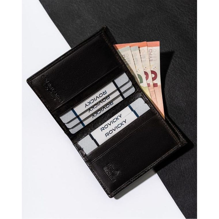 Etui na dokumenty, brązowe, skórzane, Rovicky