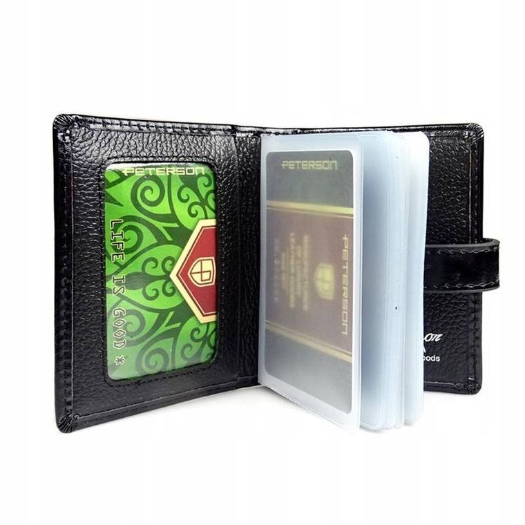 Etui na dokumenty, czarne, skórzane, Peterson
