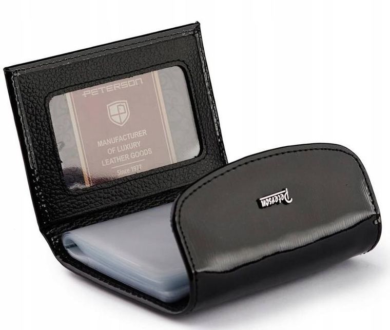 Etui na dokumenty, czarne, skórzane, Peterson