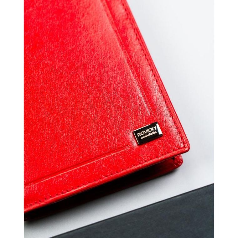 Etui na dokumenty, czerwone, skórzane, Rovicky