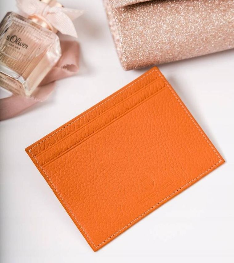 Etui na dokumenty, pomarańczowe, skórzane, Peterson