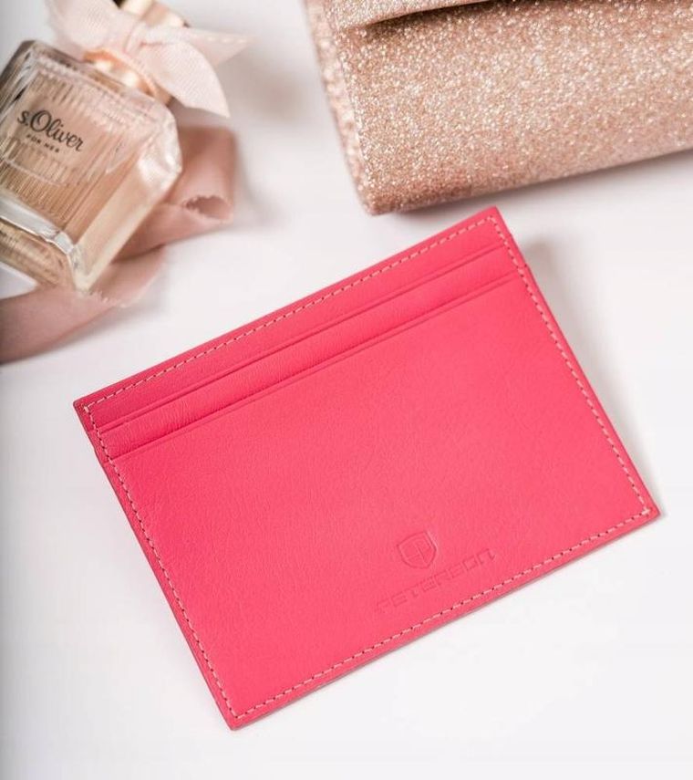 Etui na dokumenty, różowe, skórzane, Peterson