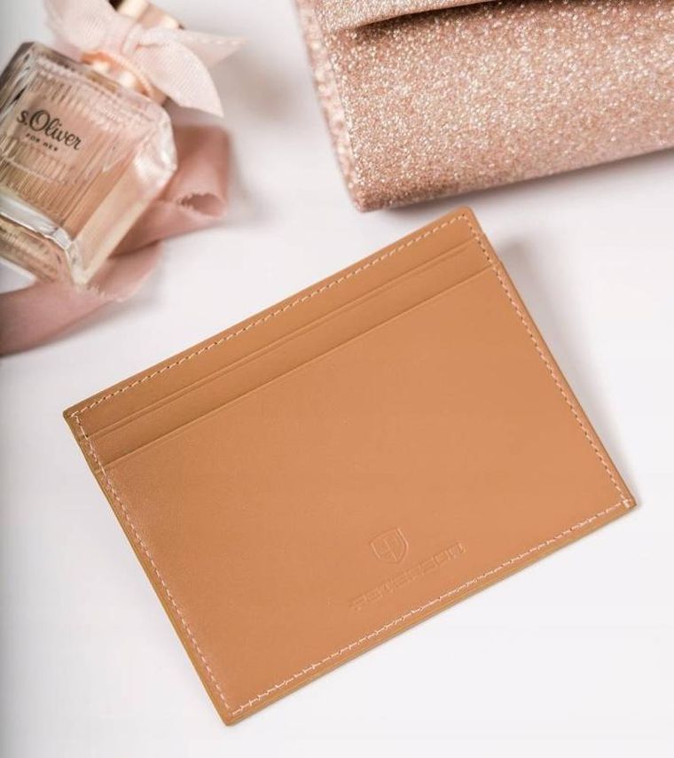 Etui na karty, brązowe, skórzane, Peterson