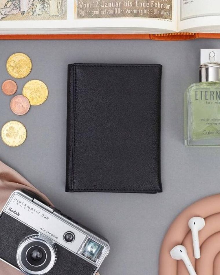 Etui na karty, czarne, skórzane, 4U Cavaldi