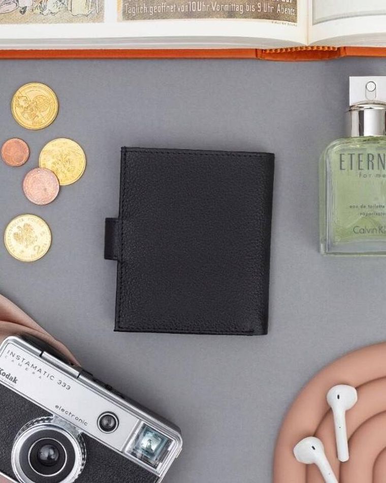 Etui na karty, czarne, skórzane, RFID, 4U Cavaldi