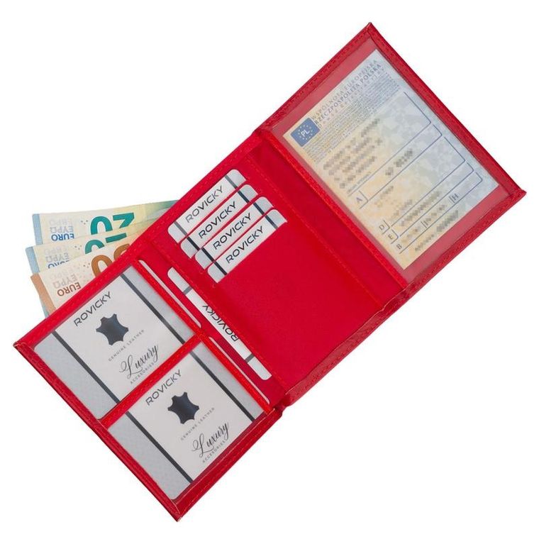 Etui na karty, czerwone, skóra ekologiczna, 4U Cavaldi