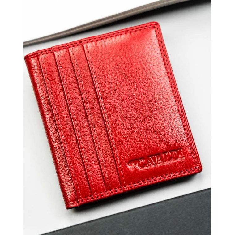 Etui na karty, czerwone, skórzane, RFID, 4U Cavaldi