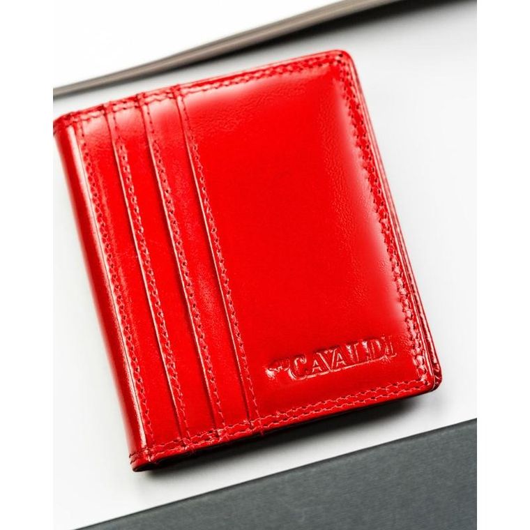 Etui na karty, czerwone, skórzane, RFID, 4U Cavaldi