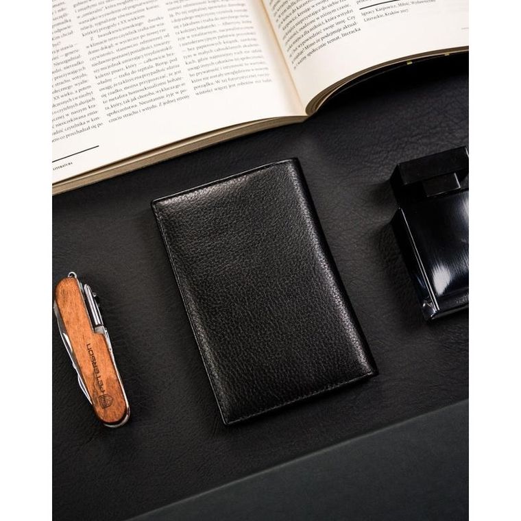 Etui na karty i paszport, czarne, skórzane, 4U Cavaldi