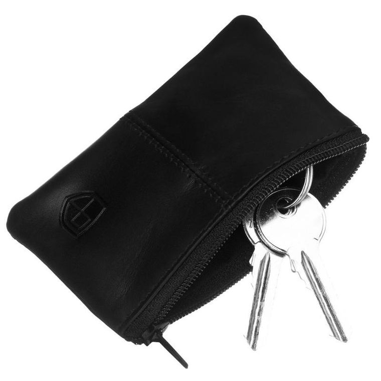 Etui na klucze, czarne, skórzane, Peterson