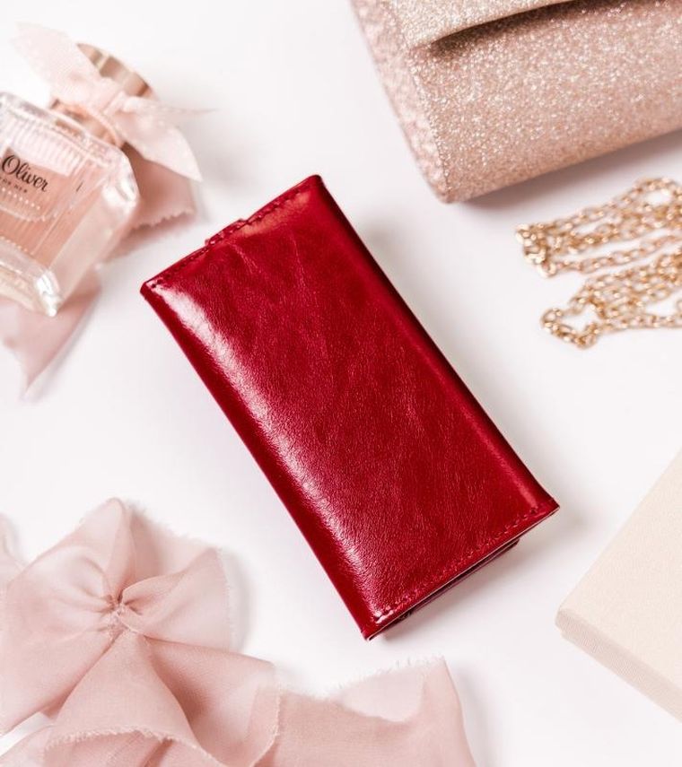 Etui na klucze, czerwone, skórzane, Peterson