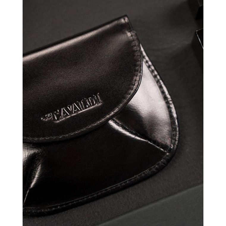 Etui na klucze z portmonetką, czarne, skórzane, 4U Cavaldi