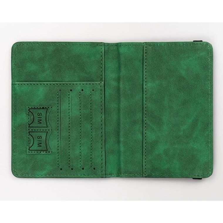 Etui na paszport, zielone, skóra ekologiczna, Peterson