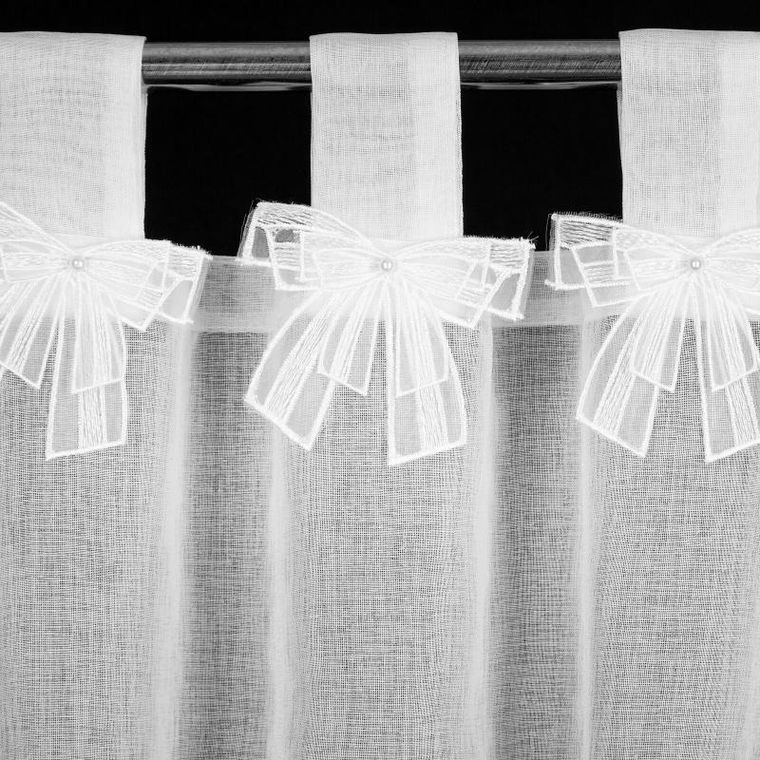 Eurofirany, firana gotowa, Alexandra, na szelkach, 150-30 cm, biały