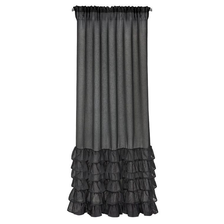 Eurofirany, firana gotowa, Dolly, na taśmie 140-250 cm, czarny