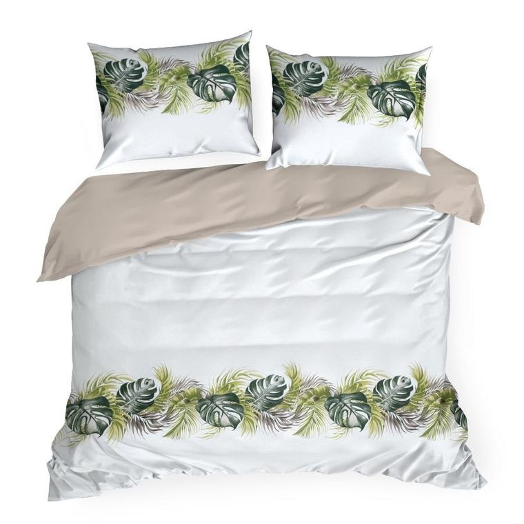 Eurofirany, komplet pościeli bawełnianej, Amber, 160-200 cm, biały