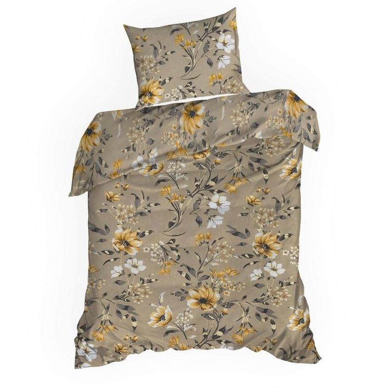 Eurofirany, komplet pościeli bawełnianej, Emy, 140-200 cm, ciemnobeżowy