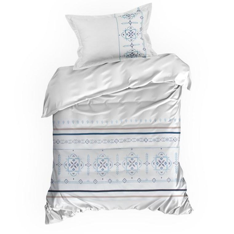 Eurofirany, komplet pościeli satynowej, haft, 160-200 cm, biały