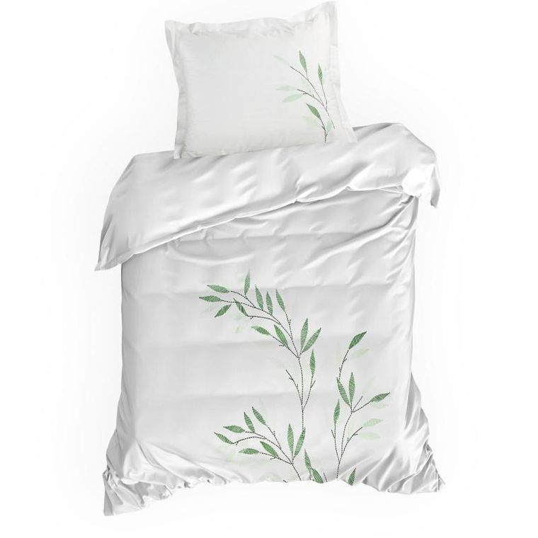 Eurofirany, komplet pościeli satynowej, haft, 160-200 cm, biały