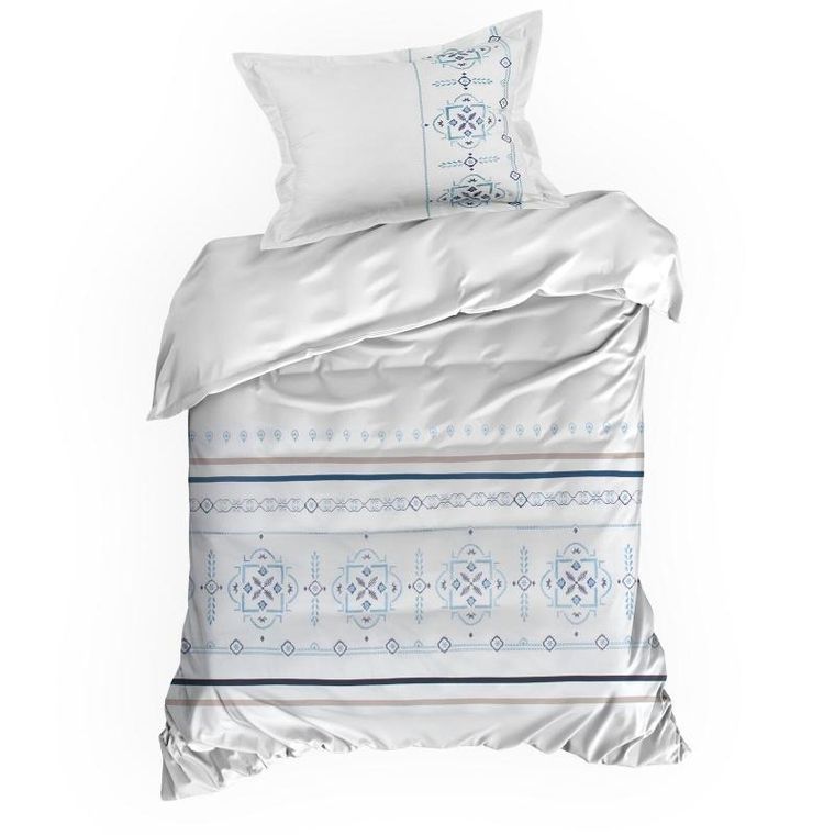 Eurofirany, komplet pościeli satynowej, haft, 220-200 cm, biały