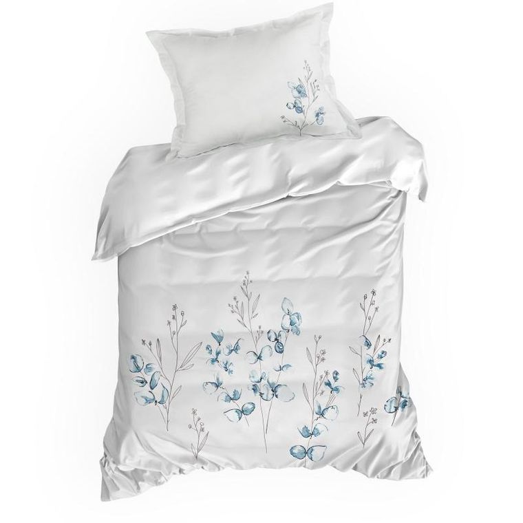 Eurofirany, komplet pościeli satynowej, haft, 220-200 cm, biały