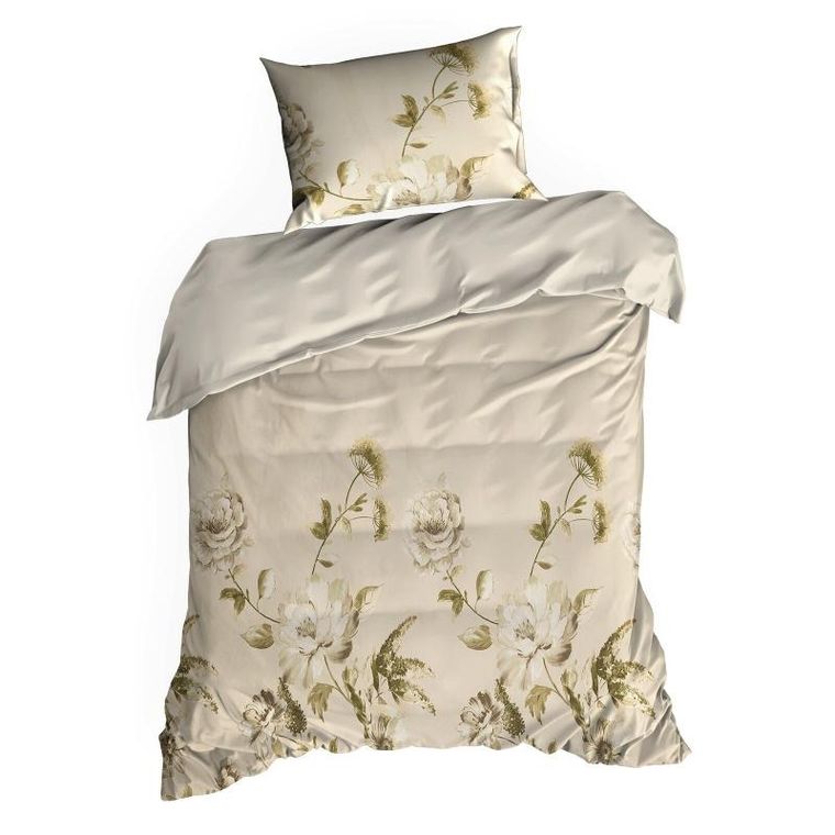 Eurofirany, komplet pościeli satynowej, Spring, 140-200 cm, beżowy