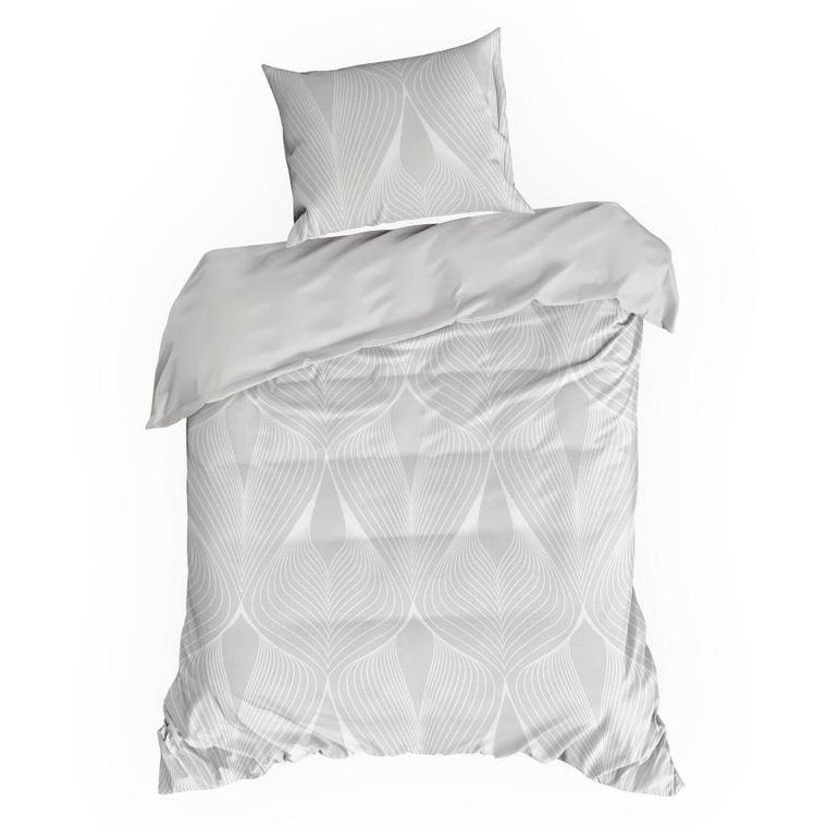 Eurofirany, komplet pościeli satynowej, spring, 140-200 cm, jasnoszary