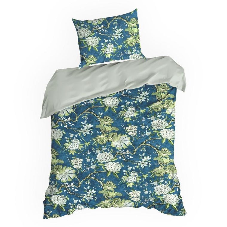 Eurofirany, komplet pościeli satynowej, Spring, 140-200 cm, niebieski